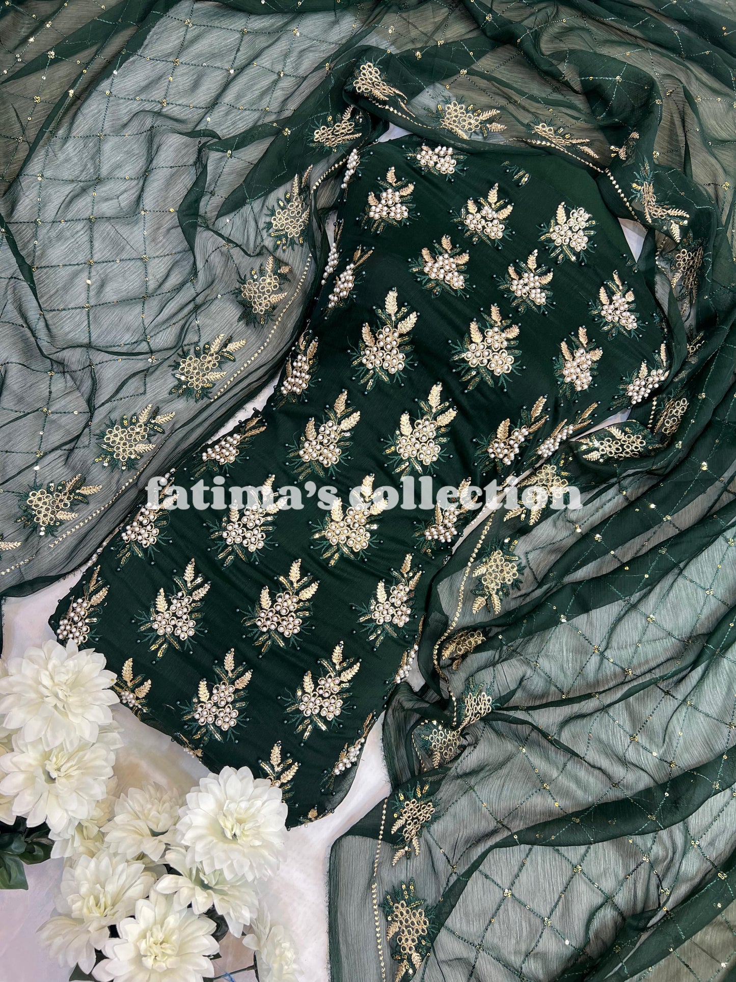 π 3-Piece Soft Chiffon with Fine Pules π(KAI-GREEN)
