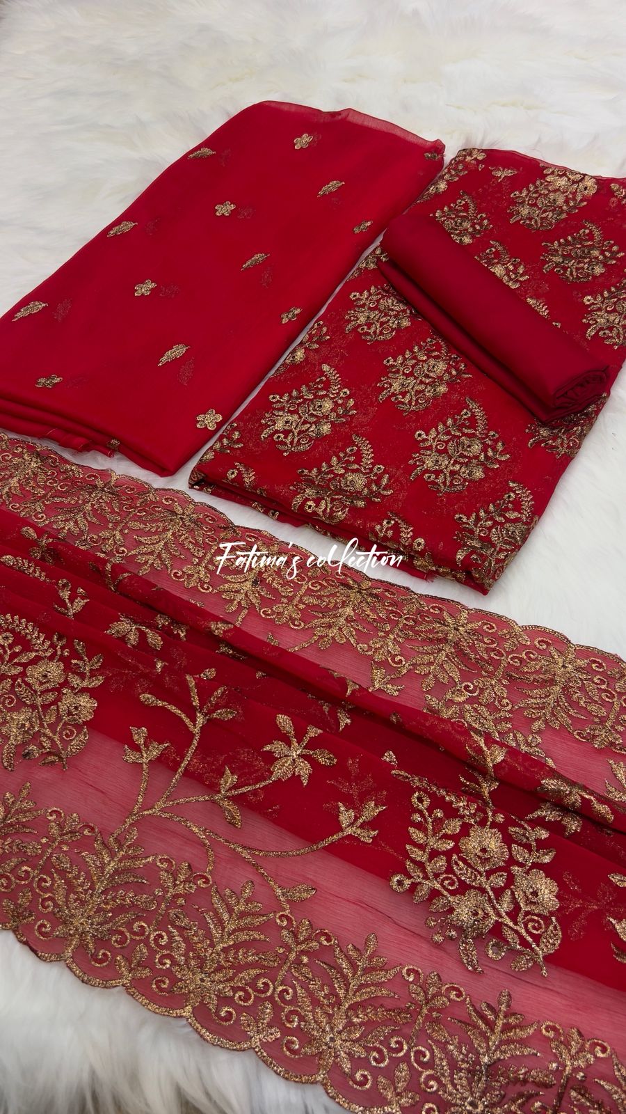 (RED) SOFT CHIFFON LUXURY PARTY WEAR