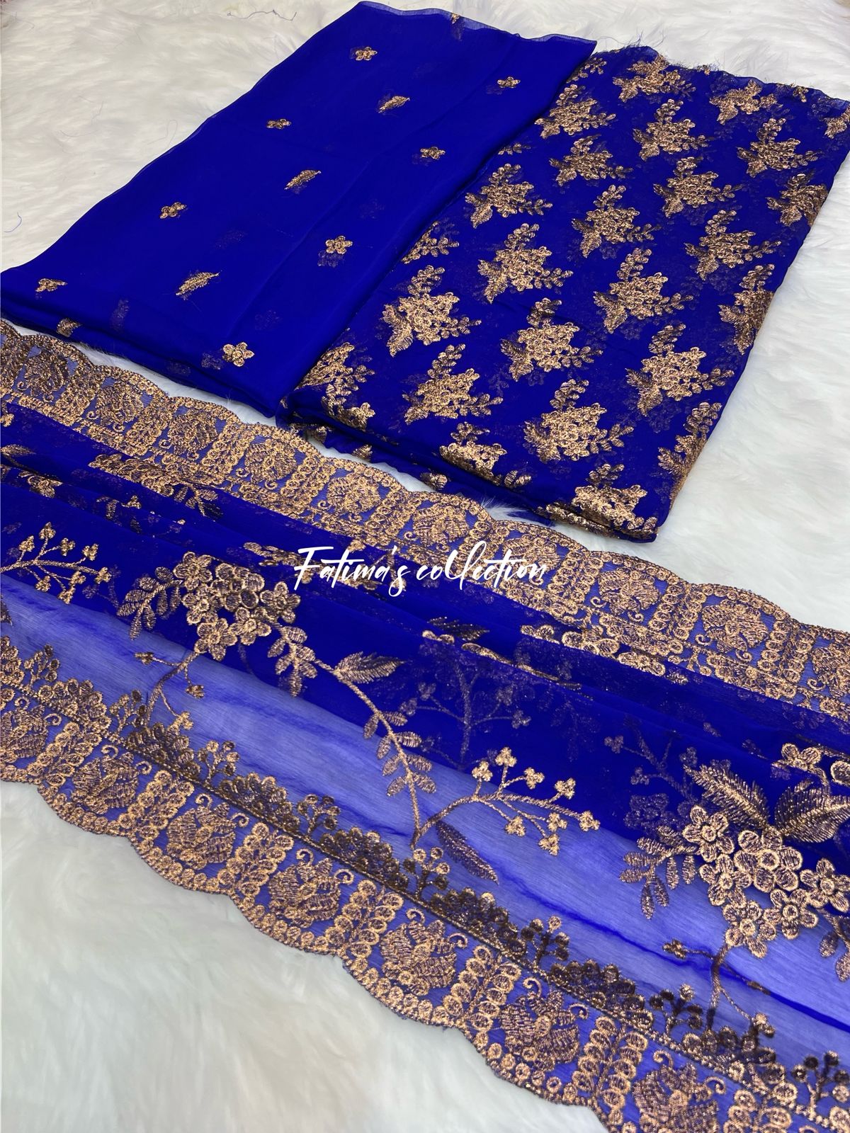 (ROYAL-BLUE) 3PC Luxury Chiffon