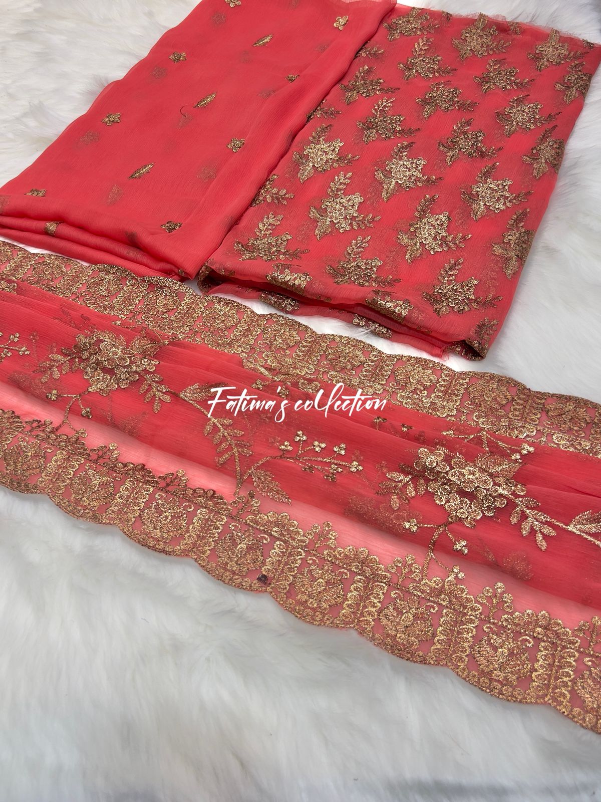 (T-PINK) 3PC Luxury Chiffon