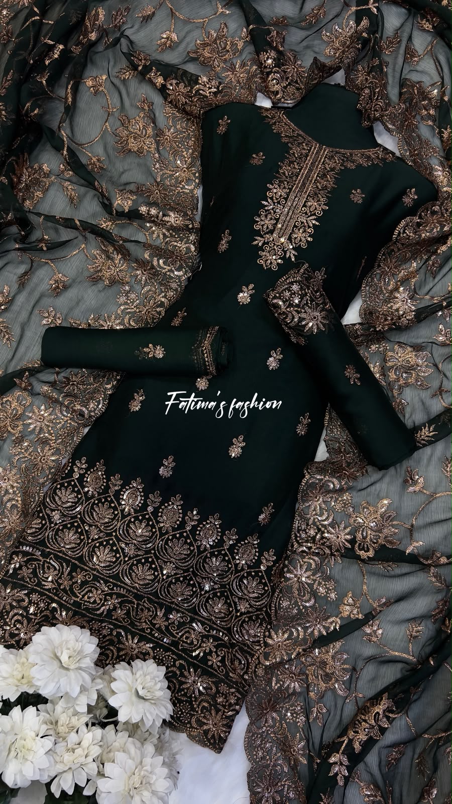 (KAI-GREEN)*Fully Heavy Shawl Dupatta* 3PC