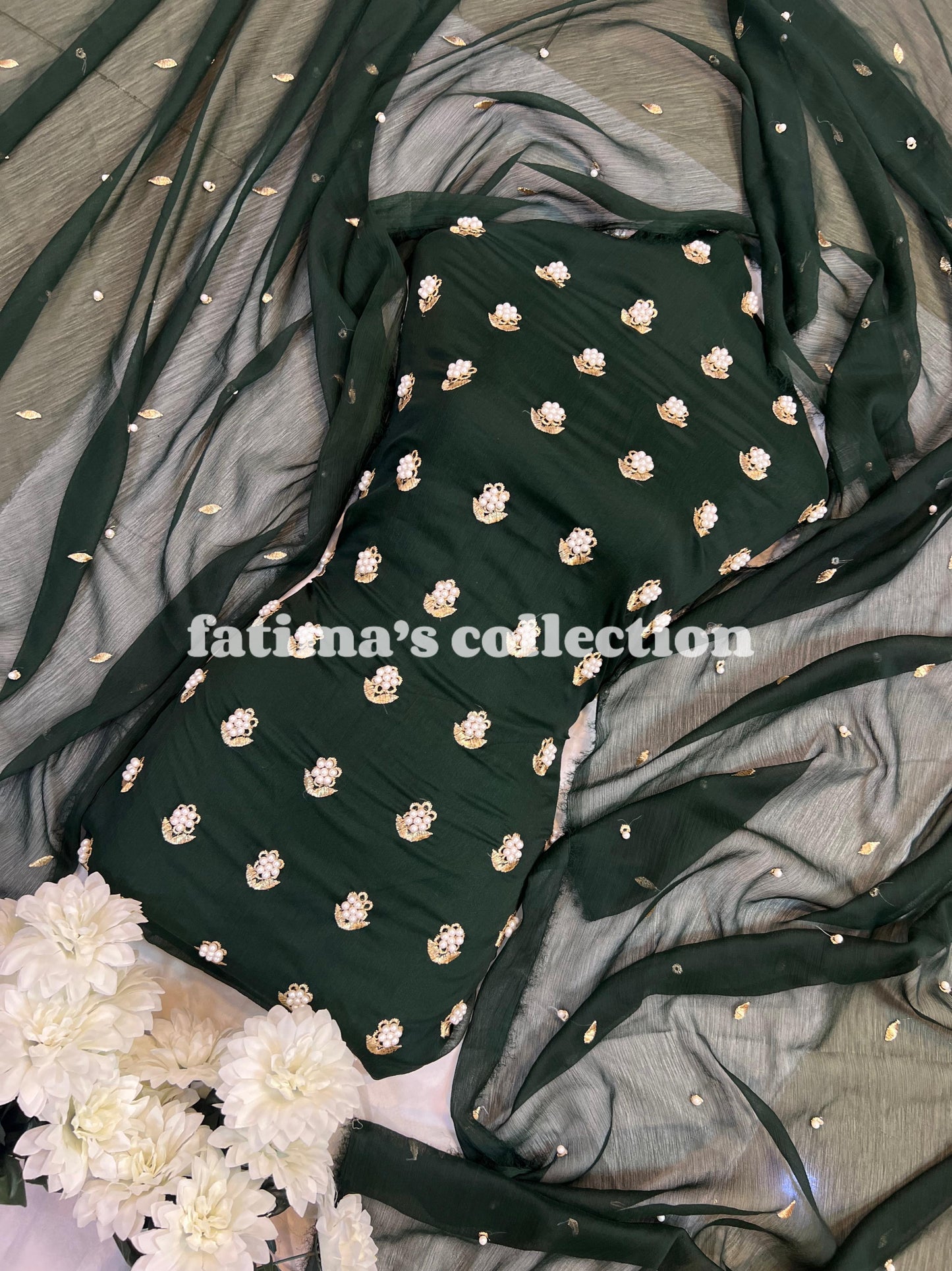 🌟 7 Pulse Soft Chiffon 3PC Suit 🌟(KAI-GREEN)