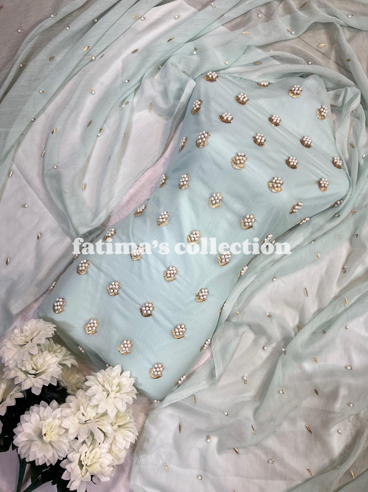🌟 7 Pulse Soft Chiffon 3PC Suit 🌟 (ICE-BLUE)