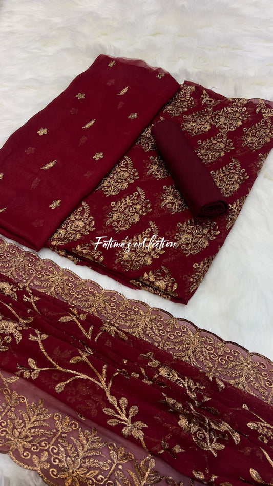 (MEHRON) SOFT CHIFFON LUXURY PARTY WEAR