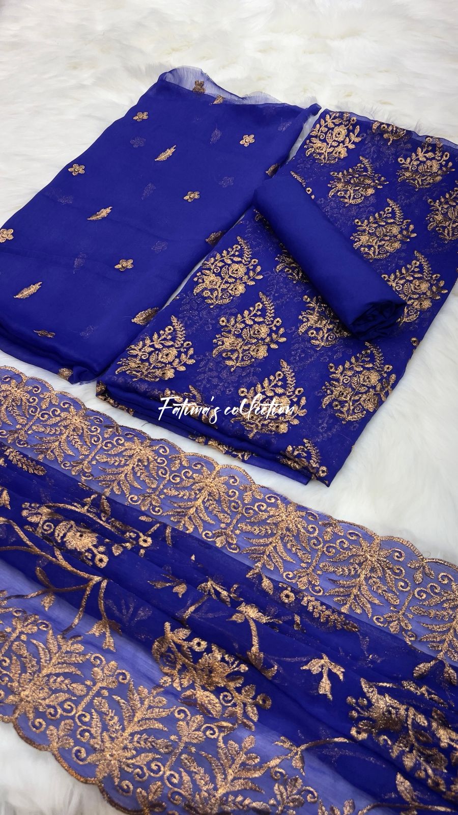(ROYAL-BLUE) SOFT CHIFFON LUXURY PARTY WEAR