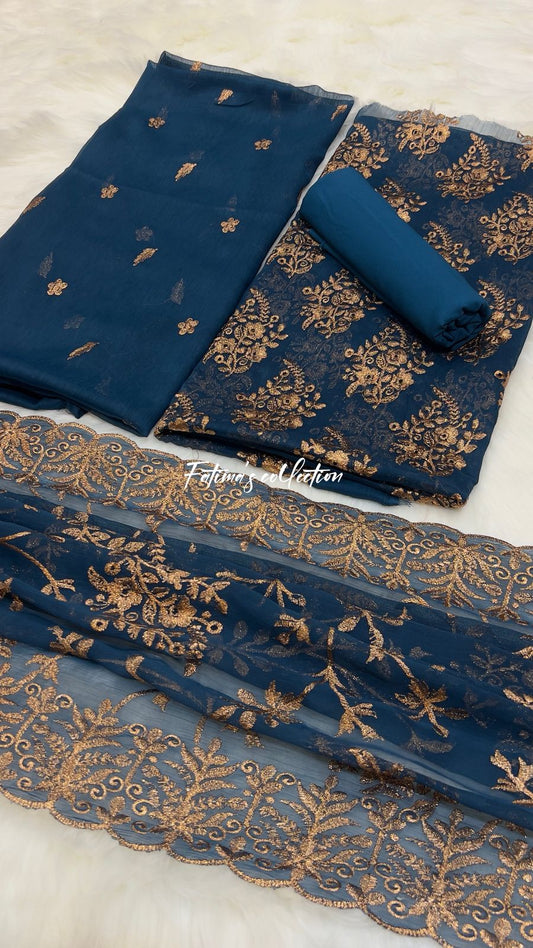 (ZINK) SOFT CHIFFON LUXURY PARTY WEAR