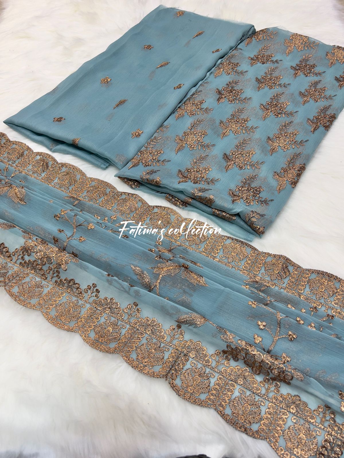 (MINT-GREEN) 3PC Luxury Chiffon
