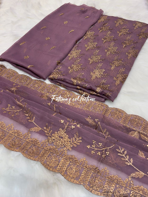 (LAILEK) 3PC Luxury Chiffon