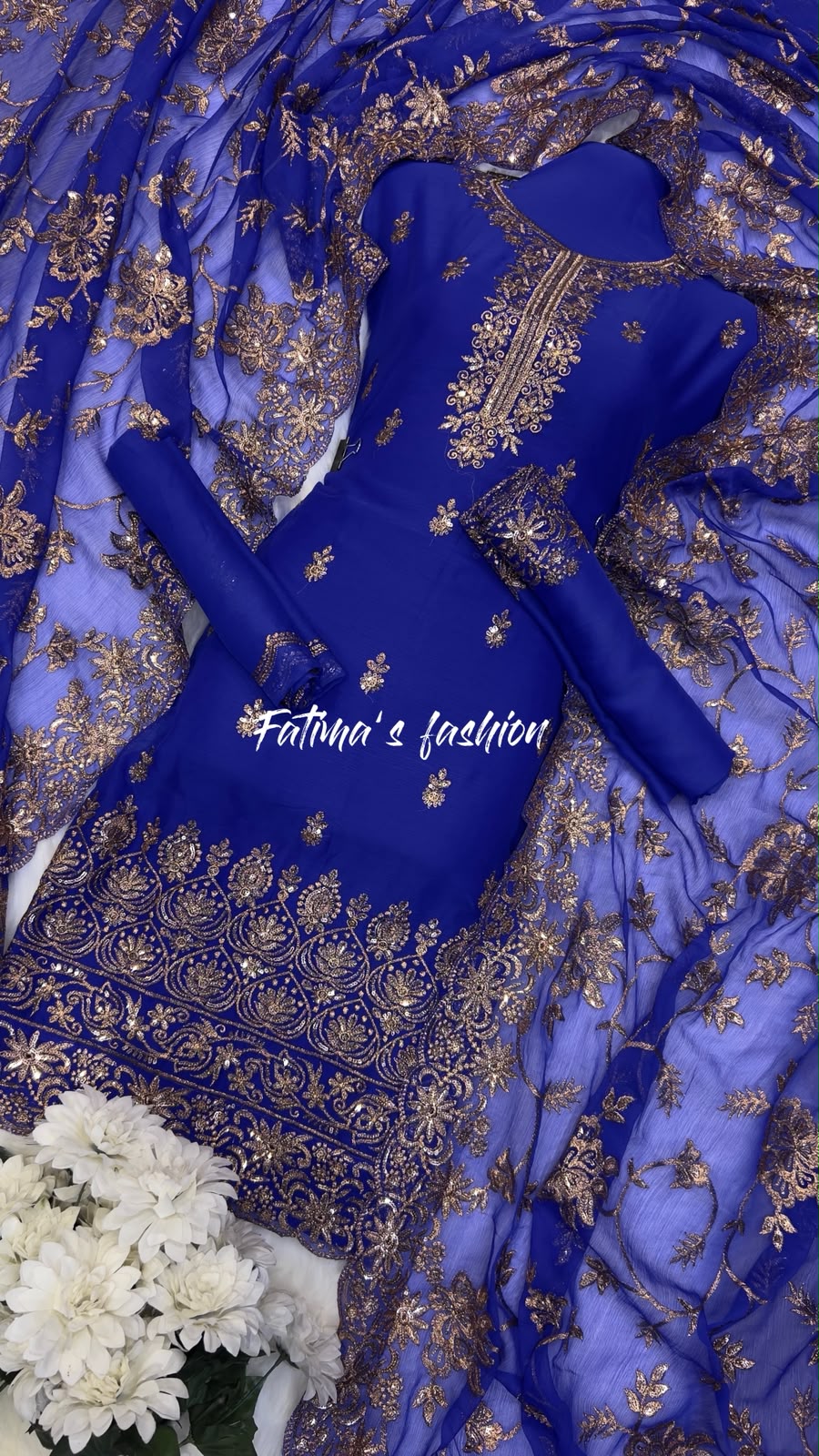 (ROYAL-BLUE)*Fully Heavy Shawl Dupatta* 3PC