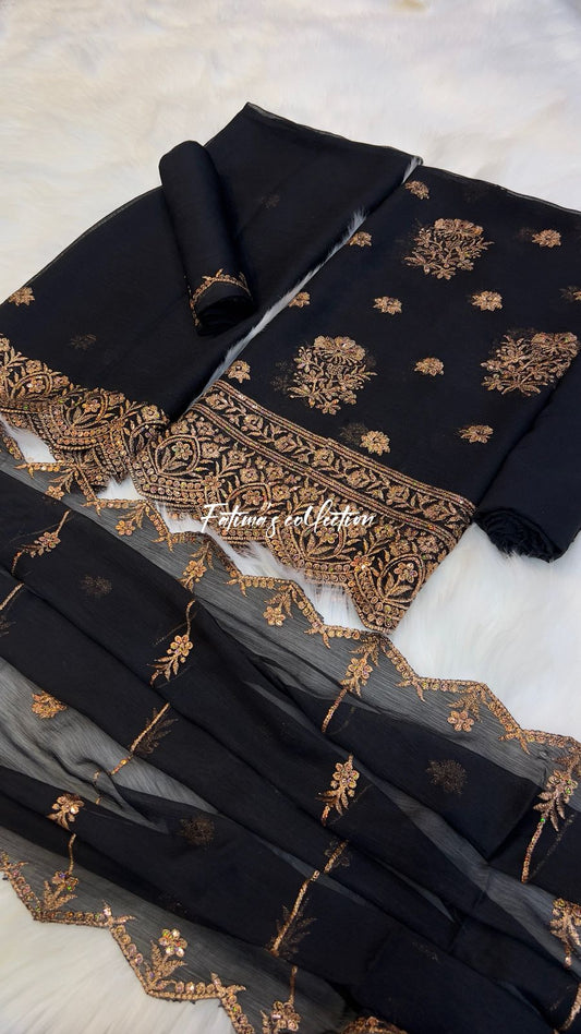 ✨ *3 PC BIG SALE DAMAN DESIGN* ✨ (JUTT-BLACK)