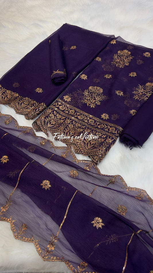 ✨ *3 PC BIG SALE DAMAN DESIGN* ✨ (PLUM)
